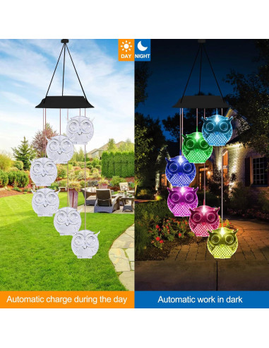Campanas de Viento Solares COOLPEEN 33cm Cambiantes para Jardín