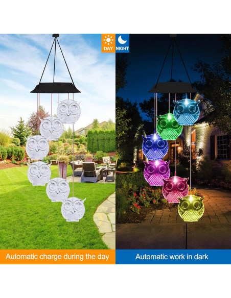 Campanas de Viento Solares COOLPEEN 33cm Cambiantes para Jardín