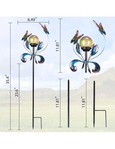 Luces Solares de Jardín VCUTEKA Mariposa Craquelado 89.9cm