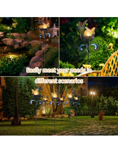 Luces Solares de Jardín VCUTEKA Mariposa Craquelado 89.9cm