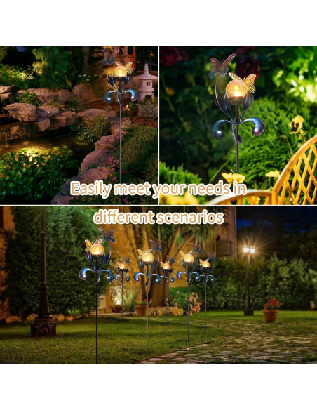 Luces Solares de Jardín VCUTEKA Mariposa Craquelado 89.9cm