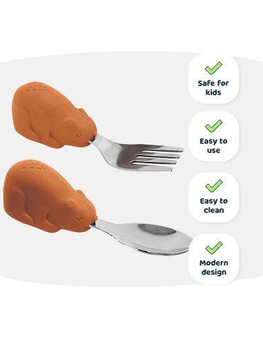 Utensilios para Niños Tiny Twinkle - Cuchara y Tenedor Antideslizantes