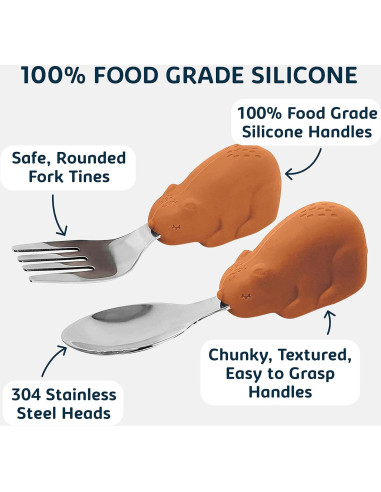 Utensilios para Niños Tiny Twinkle - Cuchara y Tenedor Antideslizantes