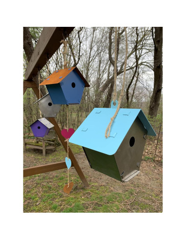 Kit Casa para Aves de Metal DIY - 7 Piezas, 16.5x21.5 cm