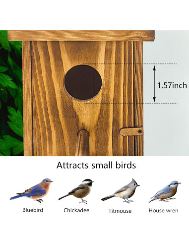 Casa para pájaros de madera KWISAMR con percha desmontable
