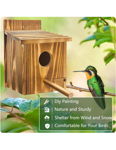 Casa para pájaros de madera KWISAMR con percha desmontable