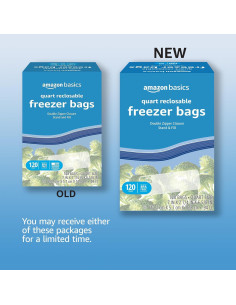 Bolsas de Congelador Reclosables Amazon Basics 120 Unidades 2