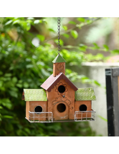 Casa para Aves de Metal MOCOME con Torre del Reloj 4 Huecos