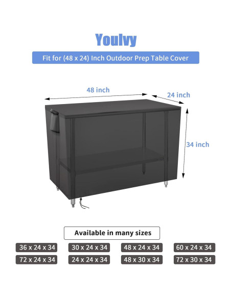 Cubierta de Mesa Exterior Youlvy Acero Inoxidable 121.9x61x88.9 cm