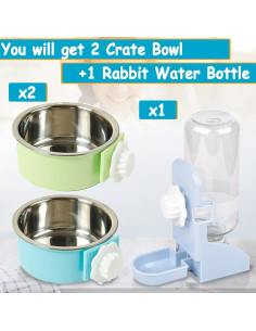 Set 3 en 1 Comedero y Bebedero para Conejos Hamiledyi 2