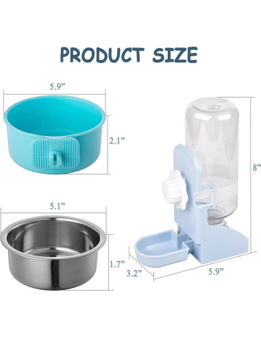 Set 3 en 1 Comedero y Bebedero para Conejos Hamiledyi