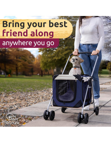 Carrito para Mascotas PetLuv Azul Marino, 2 Gatos o Perros hasta 20.4 kg