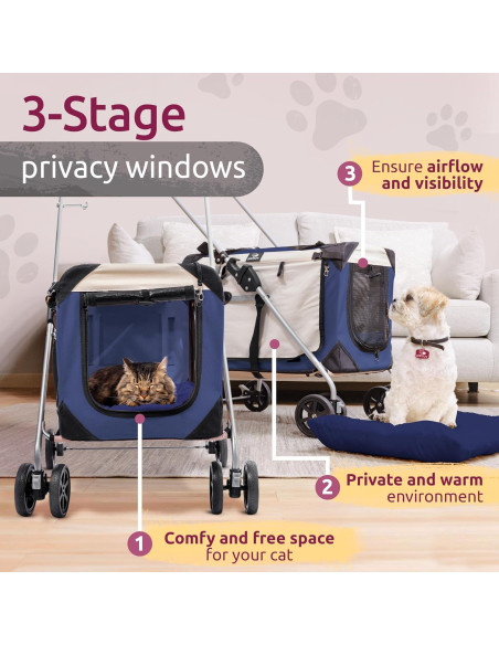 Carrito para Mascotas PetLuv Azul Marino, 2 Gatos o Perros hasta 20.4 kg Carrito para Mascotas PetLuv Azul Marino, 2 Gatos o Perros hasta 20.4 kg