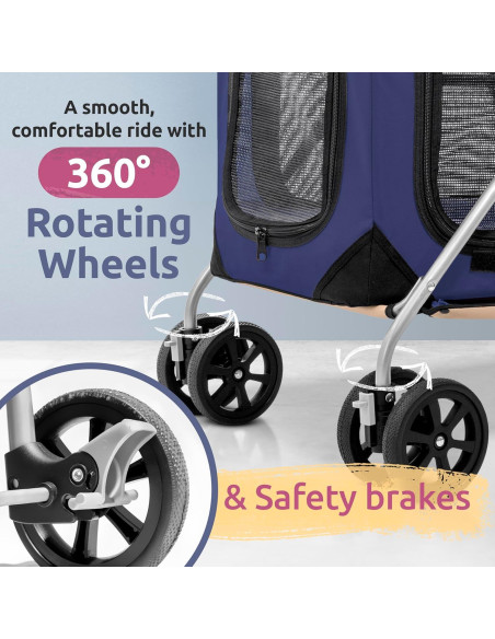 Carrito para Mascotas PetLuv Azul Marino, 2 Gatos o Perros hasta 20.4 kg Carrito para Mascotas PetLuv Azul Marino, 2 Gatos o Perros hasta 20.4 kg