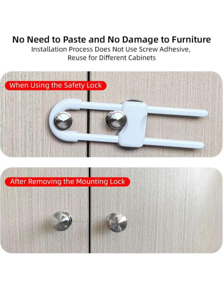 Candados Ajustables para Gabinetes A Prueba de Niños Azzs