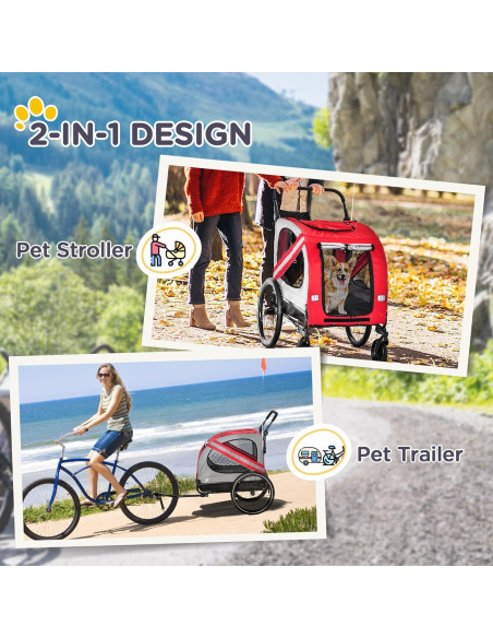 Remolque para Bicicleta Aosom D00-144V01RD para Perros 19.96 kg
