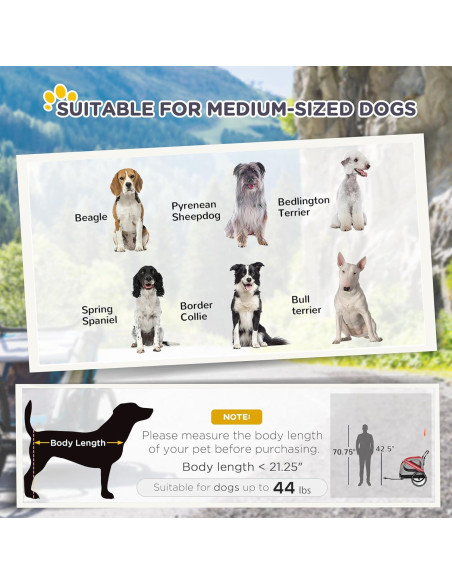 Remolque para Bicicleta Aosom D00-144V01RD para Perros 19.96 kg