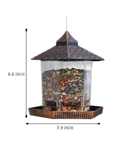 Comedero para Aves NEROSUN Colgante Cobre Rojo 1.18 kg