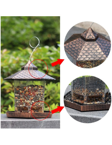 Comedero para Aves NEROSUN Colgante Cobre Rojo 1.18 kg