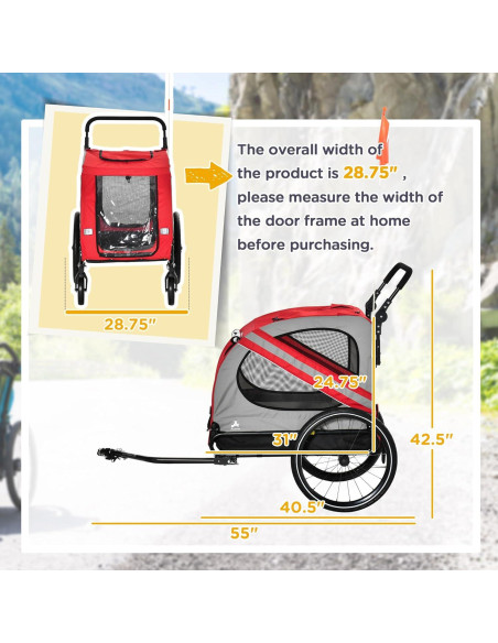 Remolque para Bicicleta Aosom D00-144V01RD para Perros 19.96 kg