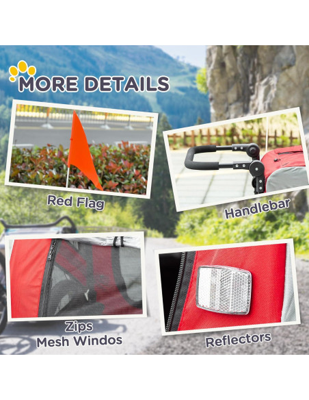 Remolque para Bicicleta Aosom D00-144V01RD para Perros 19.96 kg