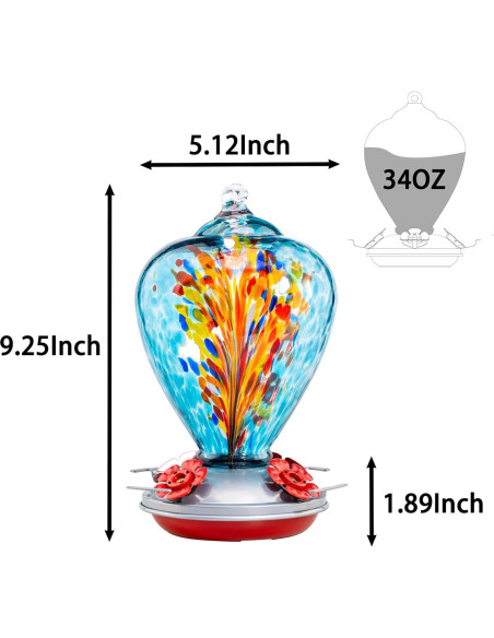 Alimentador de Colibrí Muse Garden de Vidrio 0.95 kg Colgante