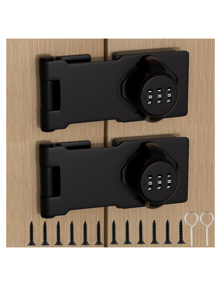Cerradura de Combinación Enwomaty para Armario 2 Pcs Negra Cerradura de Combinación Enwomaty para Armario 2 Pcs Negra