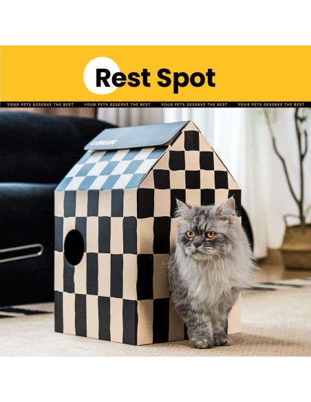 Casa de Cartón para Gatos Conlun Mediana con Almohadilla Rascadora