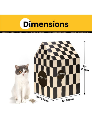 Casa de Cartón para Gatos Conlun Mediana con Almohadilla Rascadora