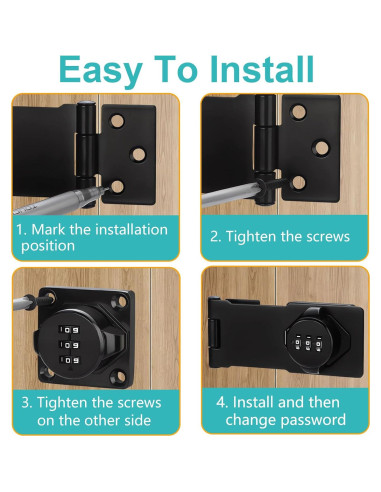 Cerradura de Combinación Enwomaty para Armario 2 Pcs Negra