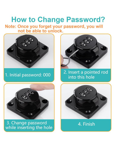 Cerradura de Combinación Enwomaty para Armario 2 Pcs Negra