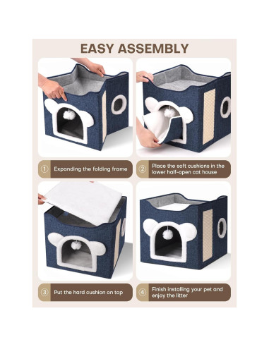 Casa para Gatos MOYLLOG Azul Profundo 39x39x39 cm Plegable