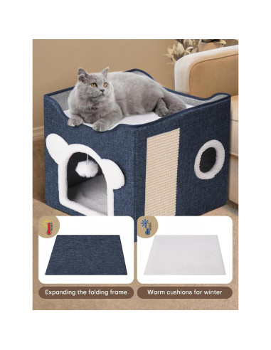 Casa para Gatos MOYLLOG Azul Profundo 39x39x39 cm Plegable