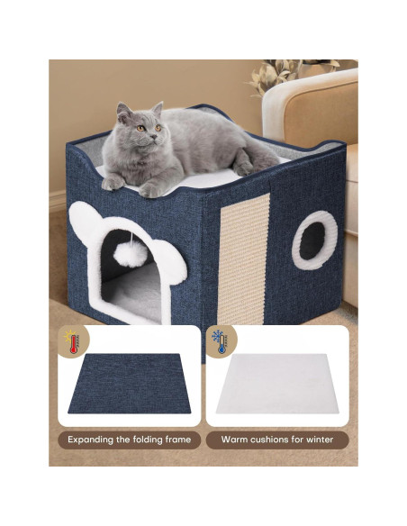 Casa para Gatos MOYLLOG Azul Profundo 39x39x39 cm Plegable