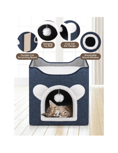 Casa para Gatos MOYLLOG Azul Profundo 39x39x39 cm Plegable