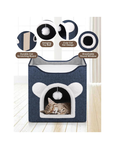 Casa para Gatos MOYLLOG Azul Profundo 39x39x39 cm Plegable