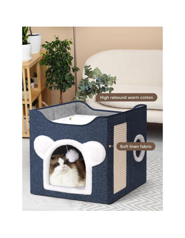 Casa para Gatos MOYLLOG Azul Profundo 39x39x39 cm Plegable