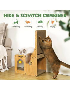 Almohadilla Rascadora Pawtasy para Gatos con Juguetes 40x27cm 2