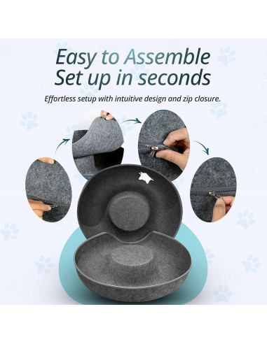 Túnel de Gato Peekaboo con Cama y Juguete - Grande Gris