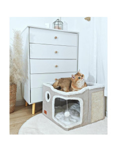 Cama Cubo para Gatos Spindro Beige 43x43x33 cm 2 Niveles 2