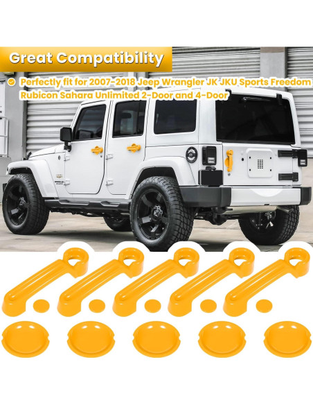 E-cowlboy Accesorios para Jeep Wrangler JK 2007-2018 Amarillo 15PCS