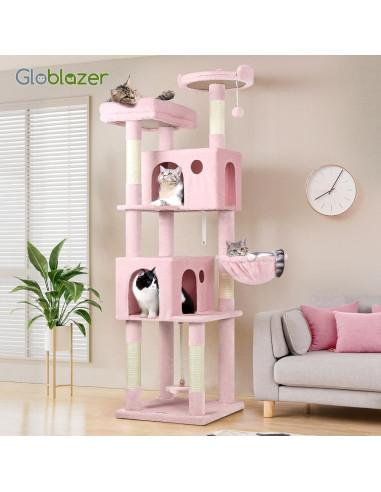 Árbol para Gatos Globlazer Rosa 178 cm Multi-Nivel con Cuevas