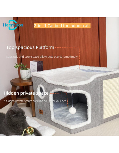Cama para Gatos Heerduos 2 Niveles Gris Claro 43.2x43.2 cm