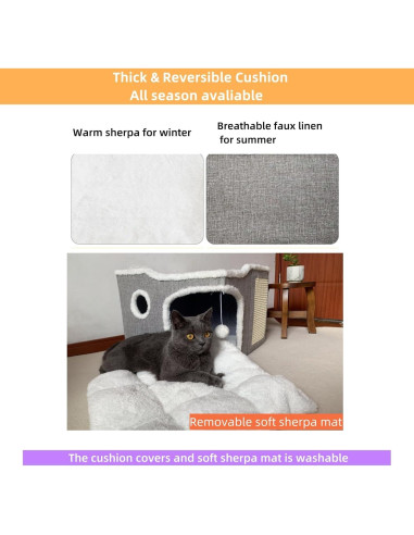 Cama para Gatos Heerduos 2 Niveles Gris Claro 43.2x43.2 cm