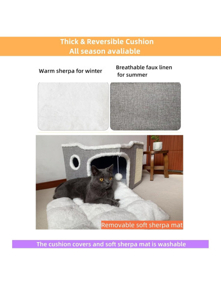 Cama para Gatos Heerduos 2 Niveles Gris Claro 43.2x43.2 cm