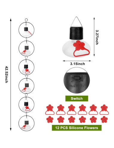 Juego de 6 Alimentadores de Colibrí Solar HEADAK LIFE - Vidrio