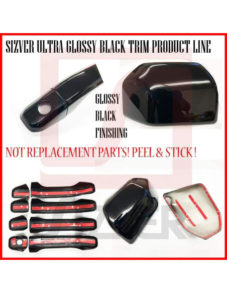 Cubiertas de Manijas de Puerta S SIZVER 8 Piezas Negro Brillante