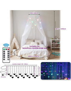 Dosel de Cama Redondo emopaw con Luces LED Mariposa 2.5m 2