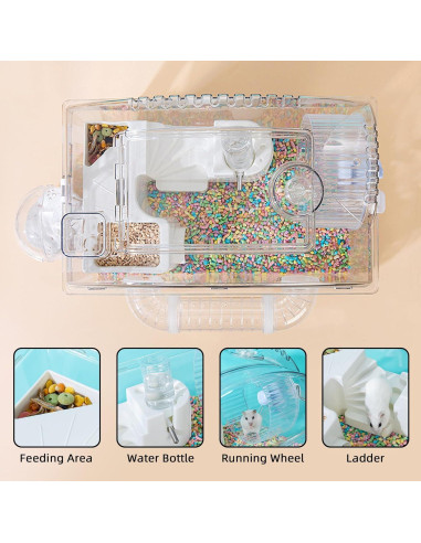 Jaula para Hámster Enano Tfwadmx Acrílico 44.9x27.9x29.9 cm