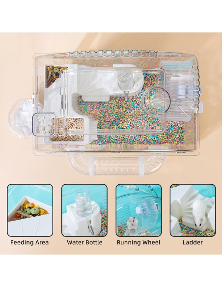 Jaula para Hámster Enano Tfwadmx Acrílico 44.9x27.9x29.9 cm